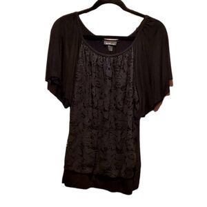 Alyx Woman Black Stretchy Casual Blouse‎ Lace Overlay Size 1X Women Pre-owned